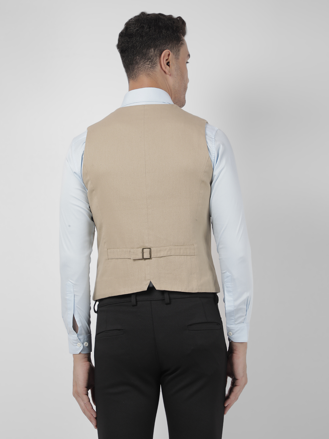 Numero Uno Men Beige Sleeveless V-Neck Waistcoat